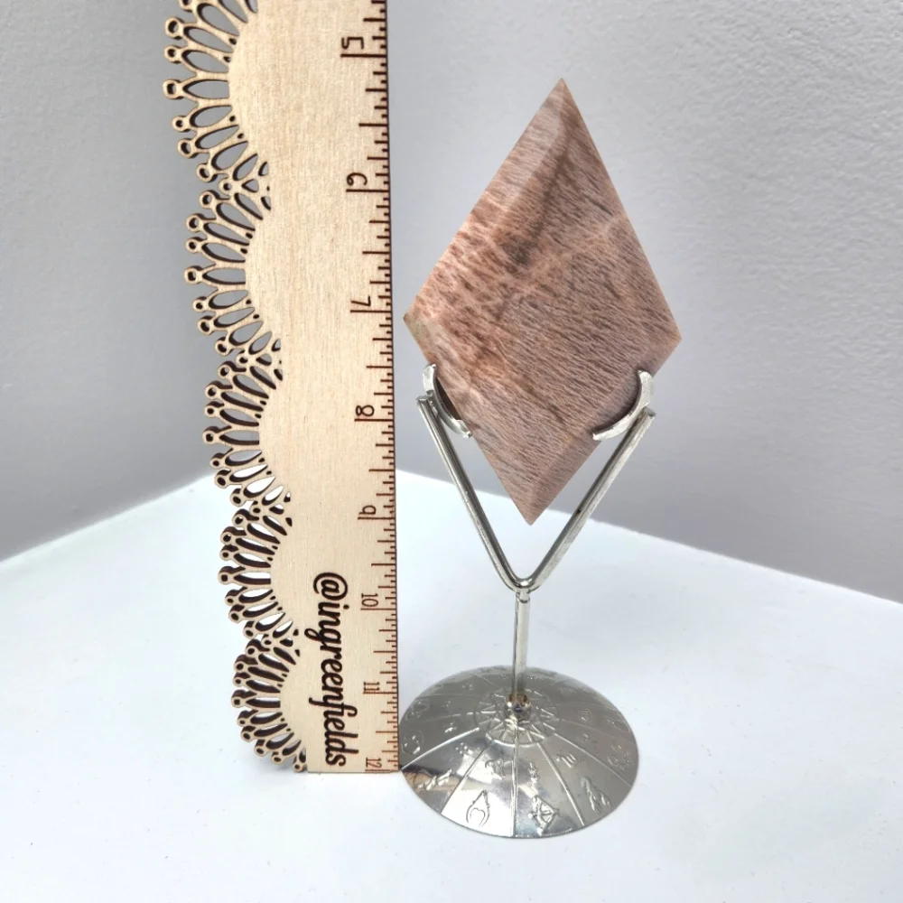 RARE pink amazonite diamond carving with silver stand - crystals gemstone rock - Picture 12 of 12